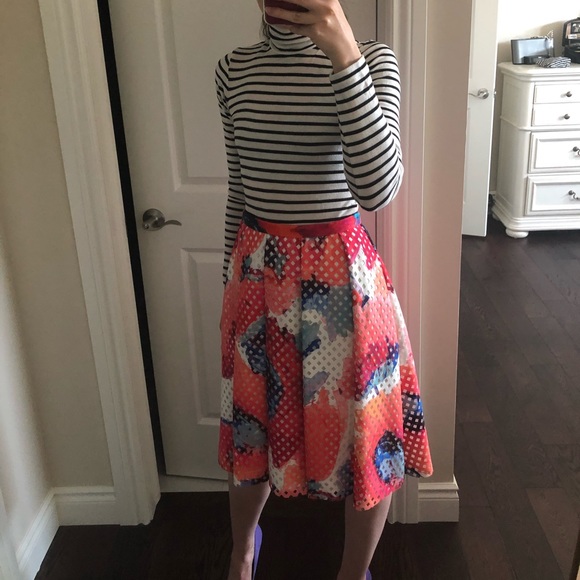 Trina Turk Poppy Perforated Skirt Floral - Picture 3 of 13